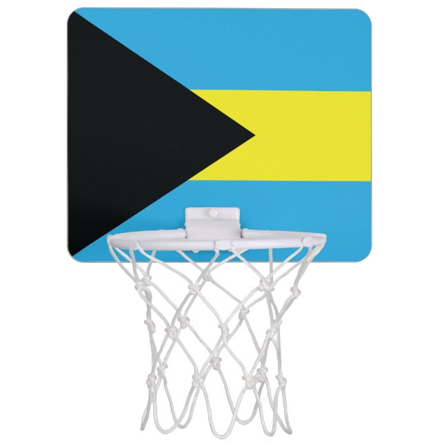 Bahamas Flag in Black, Gold, and Aquamarine Mini Basketball Hoop (Front)