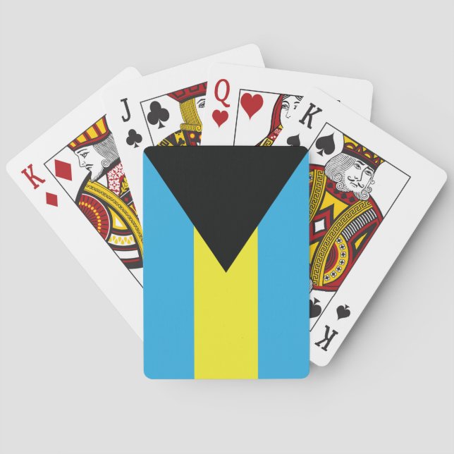Bahamas Flag in Blue, Black, and Yellow Poker Cards (Back)