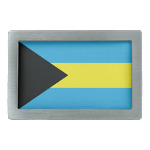 Bahamas Flag in Blue, Black, and Yellow Rectangular Belt Buckle