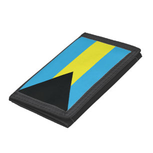 Bahamas Flag in Blue, Black, and Yellow Tri-fold Wallet