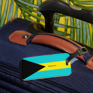 Bahamas flag, labeled luggage tag