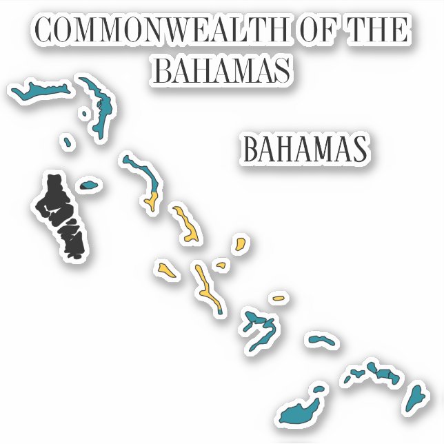 Bahamas Flag Map Sticker (Front)