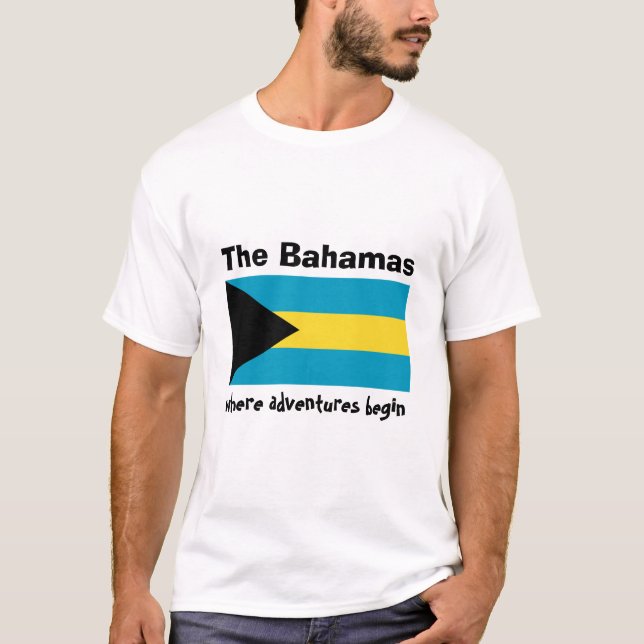Bahamas Flag + Map + Text T-Shirt (Front)