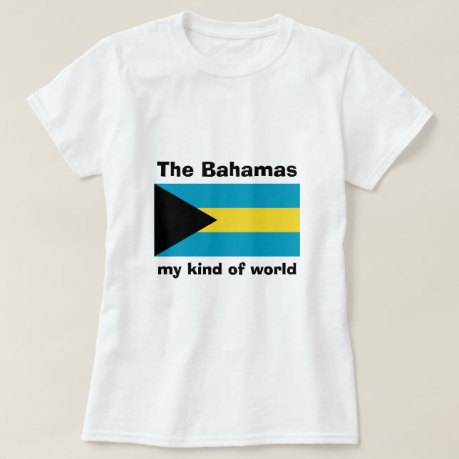 Bahamas Flag + Map + Text T-Shirt (Design Front)