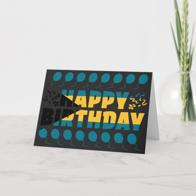 Bahamas Flag Patriotic Birthday Card (Front)