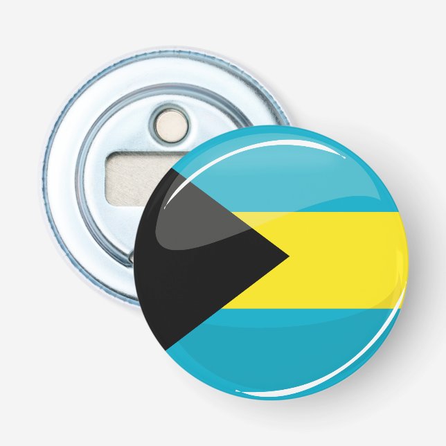 Bahamas Flag Round and Glossy Bottle Opener (Front)