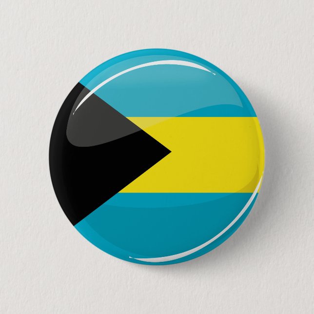Bahamas Flag Round and Glossy Button (Front)