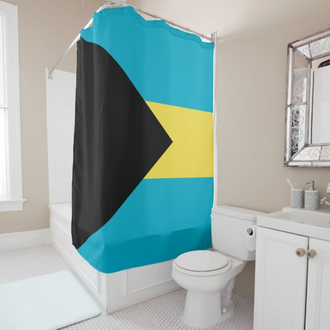 Bahamas flag shower curtain (In Situ)