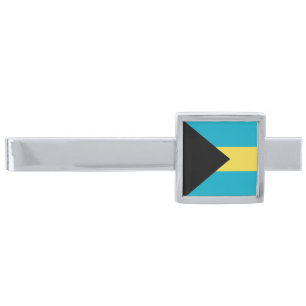 Bahamas flag silver finish tie bar
