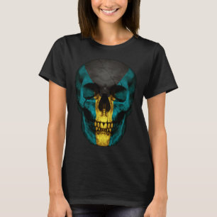 Bahamas Flag Skull Bahamian Roots Proud Patriotic T-Shirt