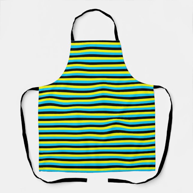 bahamas flag stripes country pattern blue yellow b apron (Front)