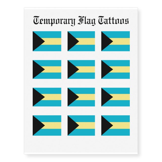 Bahamas Flag Temporary Tattoos (Front)