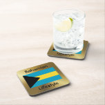 Bahamas Flag Text Coaster<br><div class="desc">Entertain your guests with a friendly Bahamian message on these elegant cork-backed coasters. The design features the flag of Bahamas accompanied by text that is easily edited. If you prefer to select a different message,  such as Bahamian Welcome or Bahamian Socialite,  you can simply let your imagination run free.</div>