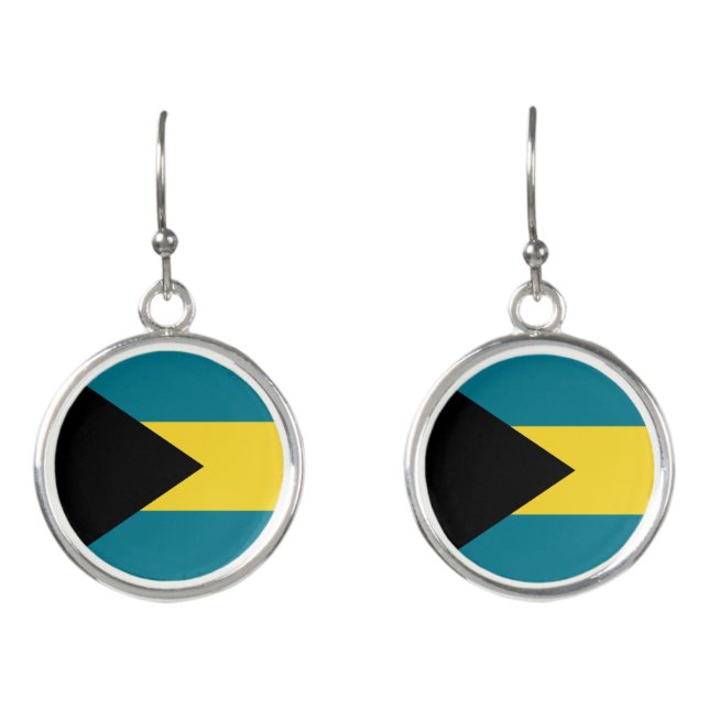 Bahamas Flag Vacation Souvenir Earrings (Front)