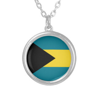 Bahamas Flag Vacation Souvenir Silver Plated Necklace