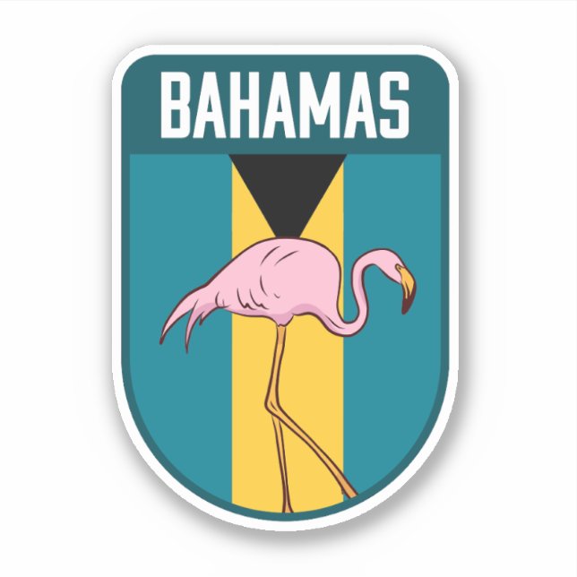 Bahamas Flag with Flaming - Bahamas Travel Sticker (Front)
