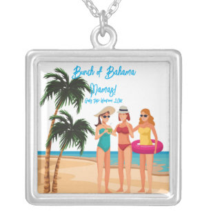 Bahamas Girls Trip Bachelorette Party Vacay Gift Silver Plated Necklace