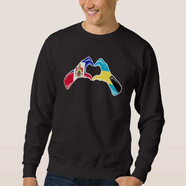 Bahamas Haiti Flag Bahamians Haitian Heart Sweatshirt (Front)