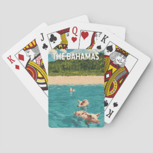 Bahamas Illustration Travel Art Vintage Poker Cards