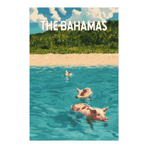 Bahamas Illustration Travel Art Vintage Poster