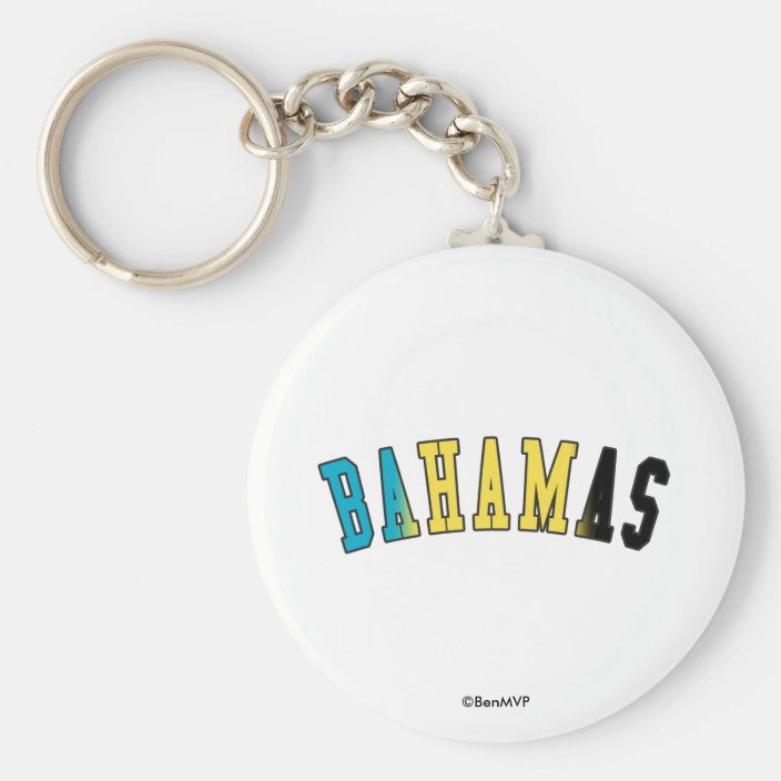 Bahamas in National Flag Colors Keychain