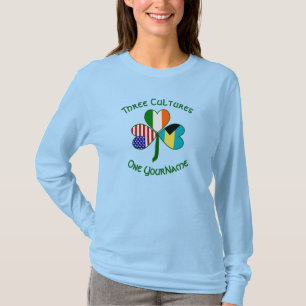 Bahamas Ireland USA Flags Shamrock Personalized  T-Shirt