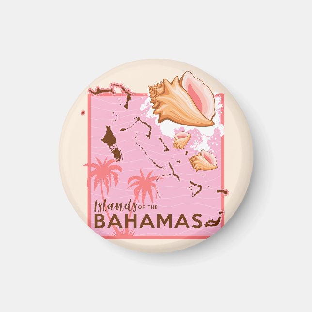 Bahamas Magnet Vacation Cruise Bahamas Map Conch (Front)