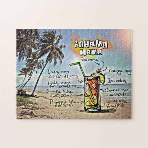 Bahamas Mama Cocktail Drink Recipe Jigsaw Puzzle