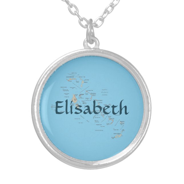 Bahamas Map + Name Necklace (Front)