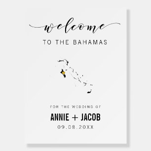 Bahamas Map Wedding Welcome Sign, Foam Board