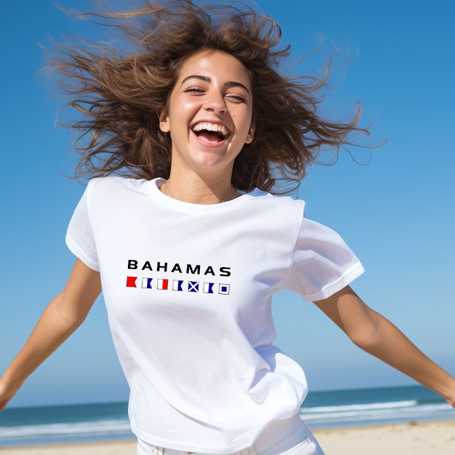 Bahamas Maritime Nautical Signal Flags Light-Color T-Shirt (Creator Uploaded)