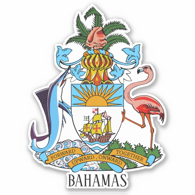 Bahamas National Coat Of Arms Patriotic Sticker (Front)