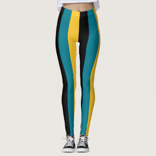 Bahamas National Flag Colors Vertical Striped Leggings