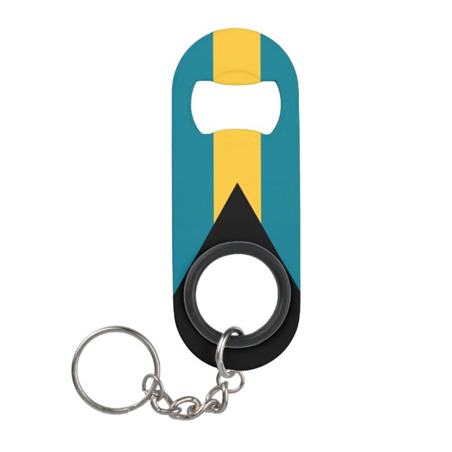 Bahamas National Flag Patriotic Keychain Bottle Opener (Front)