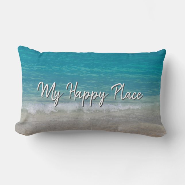 Bahamas Ocean Beach with Turquoise Water  Lumbar Pillow (Front)