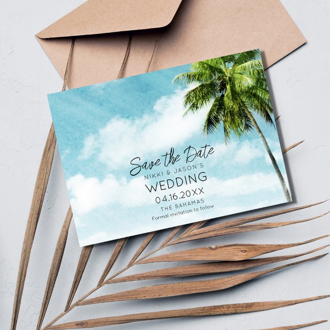 Bahamas Palm Tree Beach Wedding  Save The Date (Creator Uploaded)