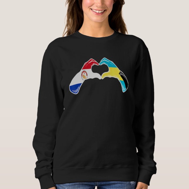 Bahamas Paraguay Flag Bahamians Paraguayan Heart 1 Sweatshirt (Front)