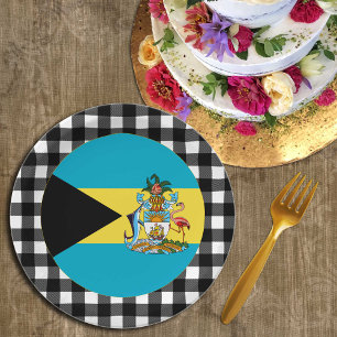 Bahamas Plate, buffalo plaid & Bahamas Flag Paper Plates
