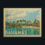 Bahamas Postcard Vintage Travel<br><div class="desc">Bahamas design in Vintage Travel style featuring turquoise water,  palm trees and blue sky. Thanks to R. Manguel's photo as base: www.flickr.com/photos/ricardo_mangual/6522677343</div>