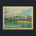 Bahamas Postcard Vintage Travel<br><div class="desc">Bahamas design in Vintage Travel style featuring turquoise water,  palm trees and blue sky. Thanks to R. Manguel's photo as base: www.flickr.com/photos/ricardo_mangual/6522677343</div>