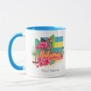 Bahamas retro caribbean island flamingo vintage mug