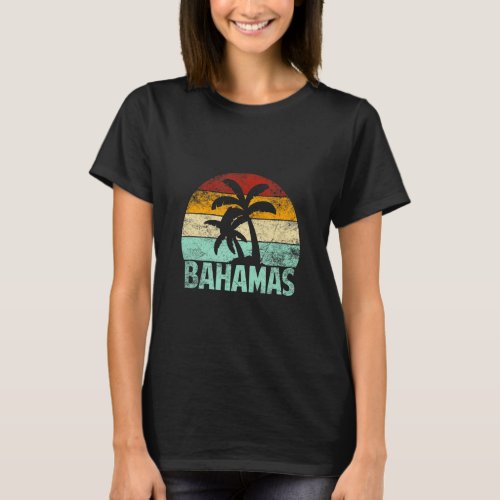 Bahamas Retro Palm Tree Vintage Sunset Souvenir Va T_Shirt