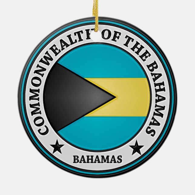 Bahamas Round Emblem Ceramic Ornament (Back)