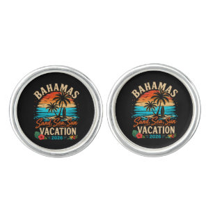 Bahamas Sand Sea Sun Vacation 2026 Cufflinks
