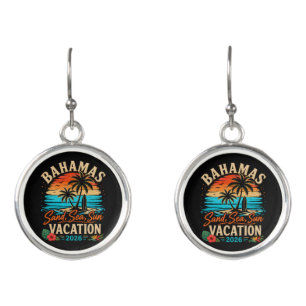 Bahamas Sand Sea Sun Vacation 2026 Earrings