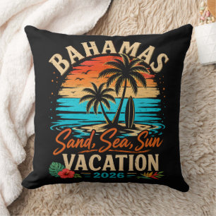 Bahamas Sand Sea Sun Vacation 2026 Throw Pillow