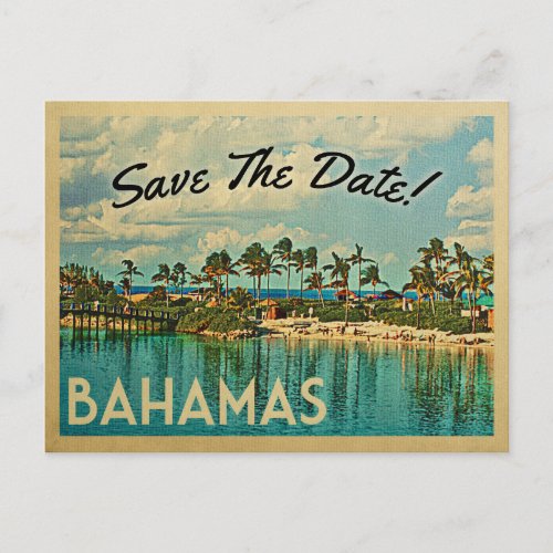 Bahamas Save The Date Vintage Postcards