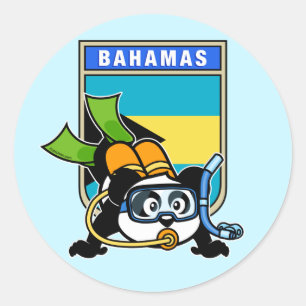 Bahamas Scuba Panda Classic Round Sticker