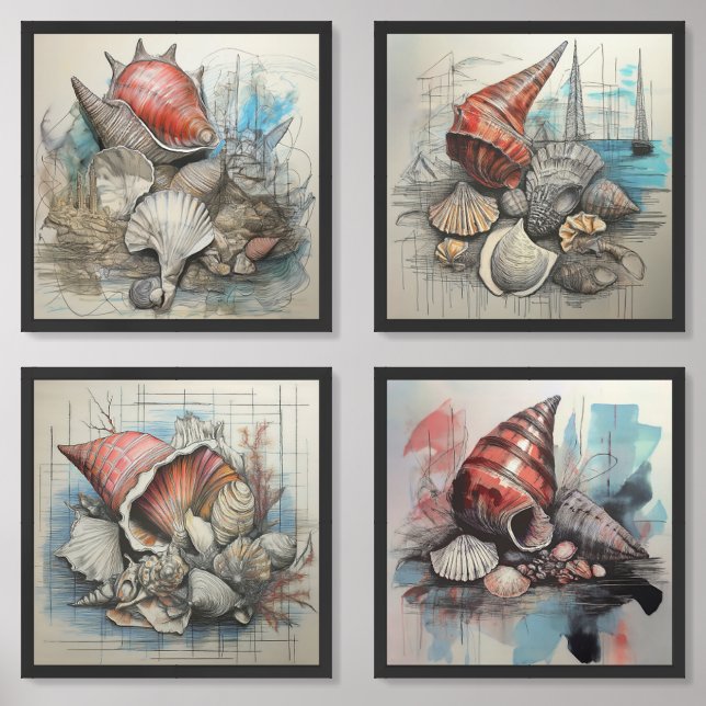 Bahamas Sea Shells Collection Wall Art Sets (Front)
