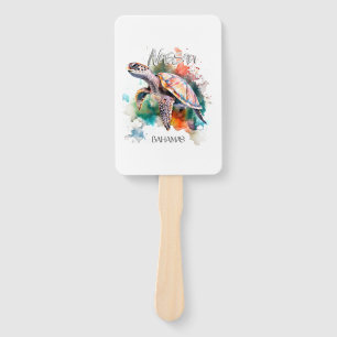 Bahamas Seat Turtle Bahamian Flag Beach Great Shar Hand Fan